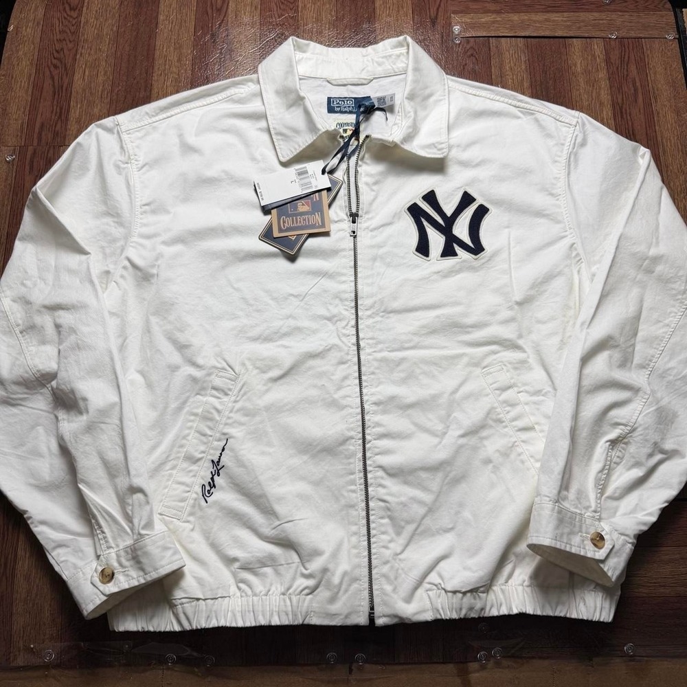 Polo Ralph Lauren White Yankees Chino Harrington Jacket Large NEW